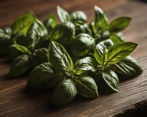 Planta del aceite esencial de albahaca, ideal para aliviar el estrés, mejorar la concentración y elevar el ánimo. Perfecto para aromaterapia y masajes.