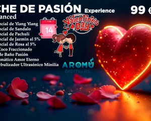 Kit Noche de Pasión Experience - Edición San Valentín. Incluye aceites esenciales afrodisíacos, difusor nebulizador Minilia, bombas de baño y collar aromático. Ideal para crear un ambiente romántico y especial. Edición limitada por 99 €